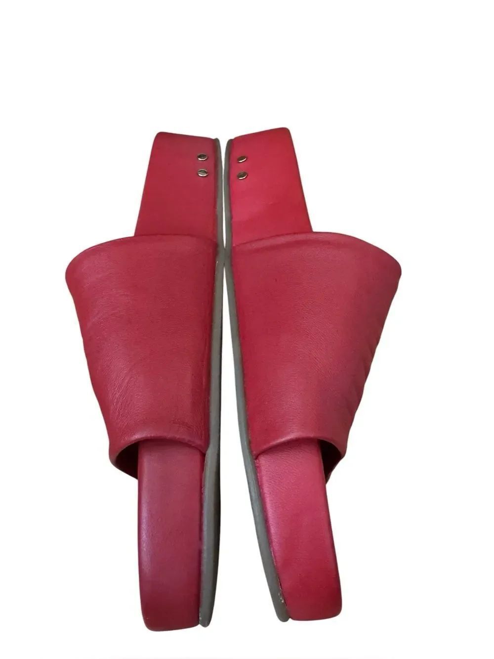 Beek Pelican Slides Sandals Red Leather 10 - Picture 6 of 7